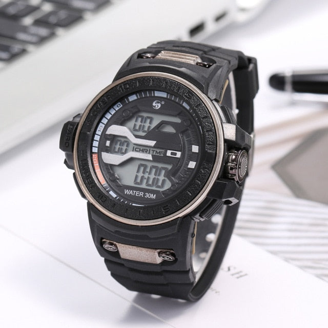 Outdoor 30M Waterproof Sports Watch Multi-Functional LED Electronic Watch